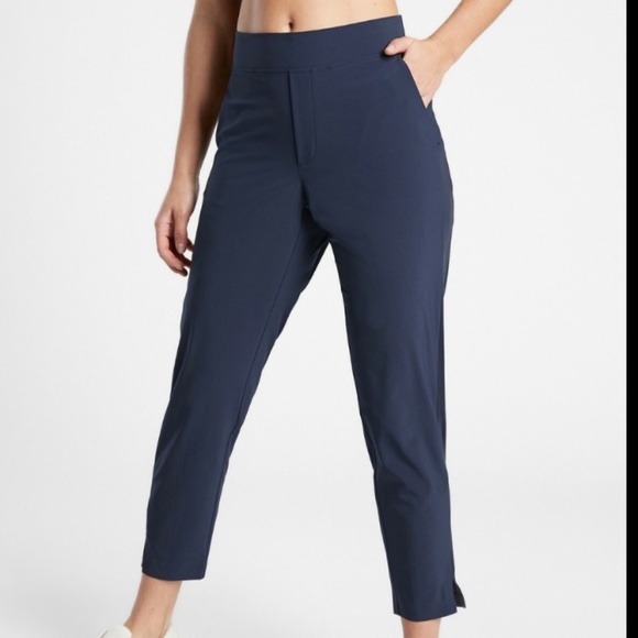 Athleta Brooklyn Ankle Pant Navy Blue Size 10 Stretch Travel Work Pant - Picture 1 of 8